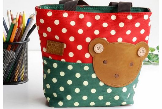 [Bear-Crimson] Blancho Applique Kids Fabric Art Mini Shopper Bag/Tote Bag-Small Size (9.4*2.7*7.8)